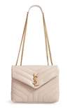 Saint Laurent Small Loulou Leather Shoulder Bag In Dk Latte/ Dk Lat