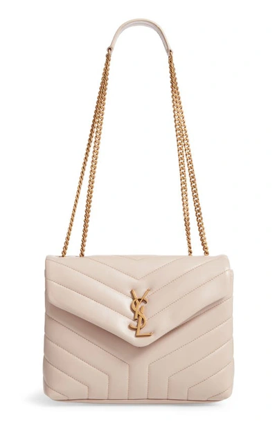 Saint Laurent Small Loulou Leather Shoulder Bag In Dk Latte/ Dk Lat