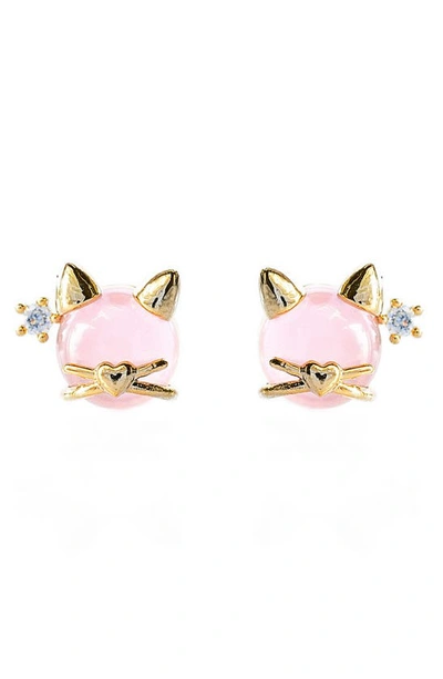 Girls Crew Kitty Kat Stud Earrings In Gold-plated