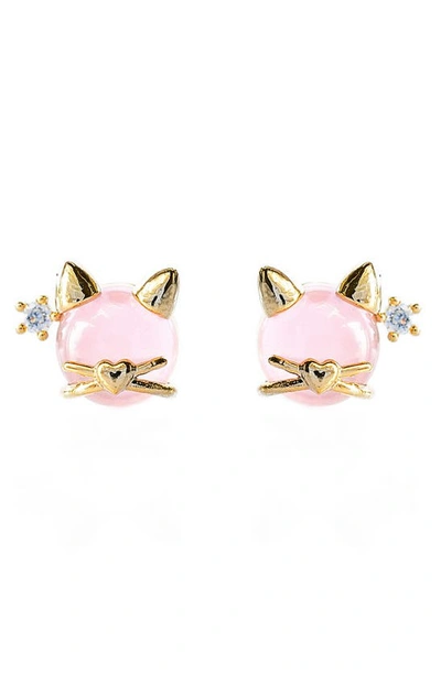 Girls Crew Kitty Kat Stud Earrings In Gold