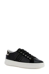 Geox Pontoise Mixed Leather Low-top Sneakers In Black/lt Gold