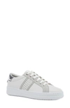 Geox Pontoise Mixed Leather Low-top Sneakers In White Silver Leather