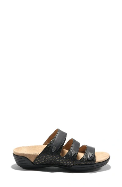 Halsa Footwear Hälsa Delight Strappy Slide Sandal In Black Leather