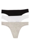 On Gossamer Women's Cabana Cotton Low Rise Hip G Thong 3-pack In Black/ White/ Gray