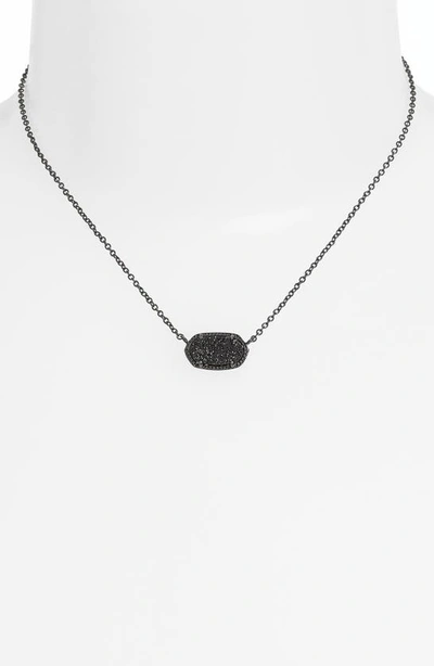 Kendra Scott Elisa Pendant Necklace In Gunmetal/ Black Drusy