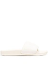 Heron Preston Off-white Logo Debossed Slides In White