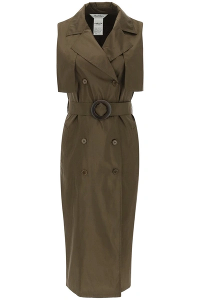 Max Mara Bora Dress In Silk Shantung In Green