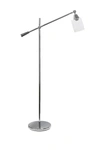 LALIA HOME SWING ARM FLOOR LAMP WITH CLEAR GLASS CYLINDRICAL SHADE,810241021203