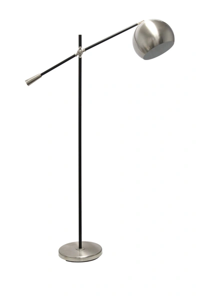 LALIA HOME BLACK MATTE SWIVEL FLOOR LAMP WITH INNER WHITE DOME SHADE,810241020312