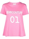 SEMICOUTURE COTTON T-SHIRT WITH LOGO PRINT