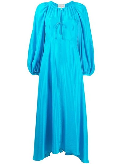 Forte Forte Puff-sleeve Silk Maxi Dress In Blue