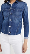 L Agence Janelle Slim-fit Raw-hem Denim Jacket In Laredo