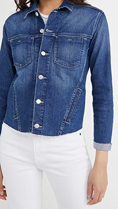 L'agence Janelle Slim-fit Distressed Denim Jacket In Hawthorne