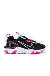 Nike Women's React Vision Low Top Running Sneakers In Black & Pink Blast
