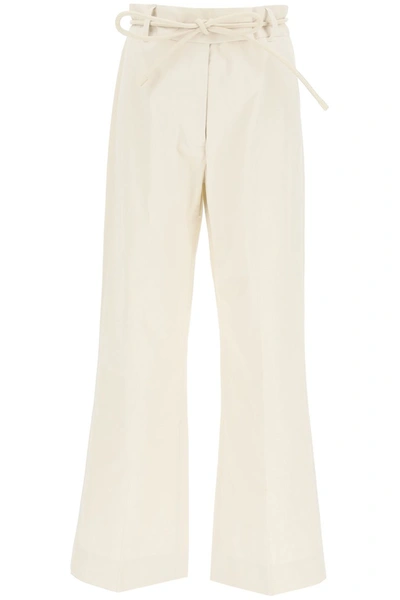 Zimmermann Botanica Belted Cotton-twill Wide-leg Pants In Beige