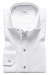 Eton Contemporary Fit Twill Dress Shirt In White/ Grey