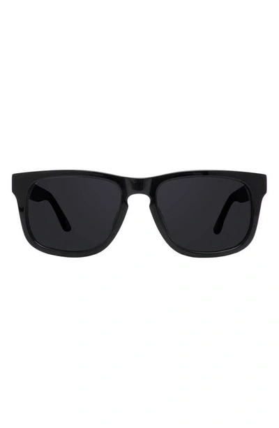 Diff Riley 55mm Polarized Rectangle Sunglasses In Black + Grey