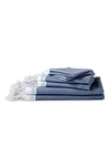 Coyuchi Mediterranean Bath Organic Cotton Guest Towel In Lake W/sea Spray
