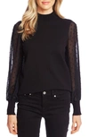 Cece Clip Dot Sleeve Sweater In Black