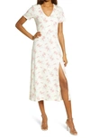 Wayf Alexa Short Sleeve Midi Dress In Ivory Whisper Floral