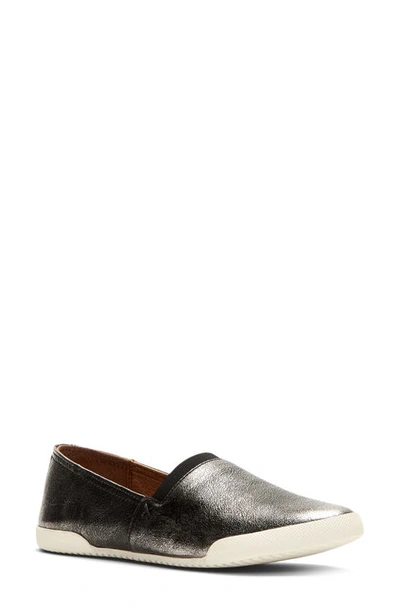 Frye Melanie Antiqued Leather Slip-on Sneakers In Black/ Black