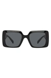 Versace 54mm Rectangle Sunglasses In Black    /dark Gray