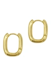 Adornia Tarnish Resistant 14k Gold Plated Rectangle Hoop Earrings In Yellow