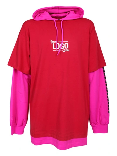 Balenciaga Unisex Pink Your Logo Here T-shirt With Hood In Red