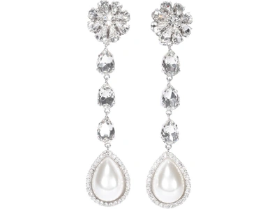Alessandra Rich Silver-tone, Crystal And Faux Pearl Clip Earrings
