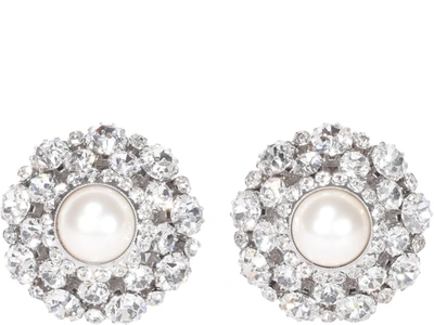 Alessandra Rich Crystal Circle Clip-on Stud Earrings In Silber