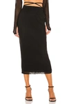 Afrm Hartford High Waist Rib Midi Skirt In Noir