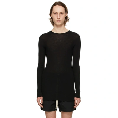 Rick Owens Black Cashmere Ribbed Sweater