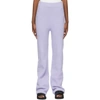 THE ELDER STATESMAN PURPLE MEDIUM RIB FLARE LOUNGE PANTS