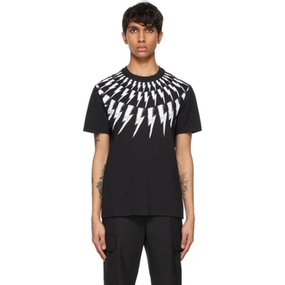 Neil Barrett Thunderbolt-print Crew Neck T-shirt In Black