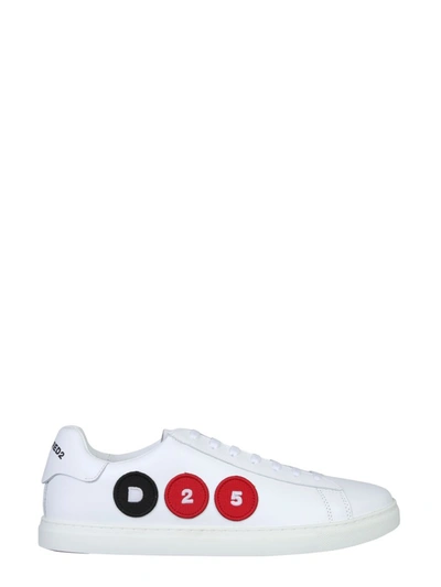 Dsquared2 D25 Patch Leather Low-top Sneakers In White