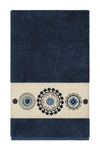 Linum Home Turkish Cotton Geometric Design Bath Towel In Midnight Blue