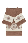 Linum Home Isabell 3-piece Embellished Towel Set In Latte