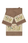 Linum Home Serenity 3-piece Embellished Towel Set In Latte