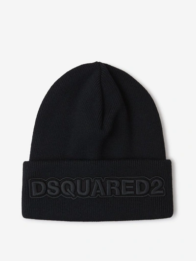 Dsquared2 Logo Embroidered Beanie In Black