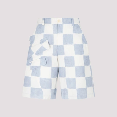 Jacquemus Checkerboard-pattern Cargo Shorts In Print Blue Squares
