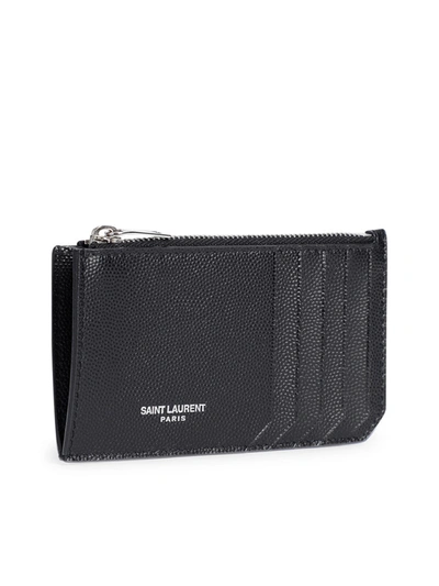 Saint Laurent Fragment Zipped Card Case In Black