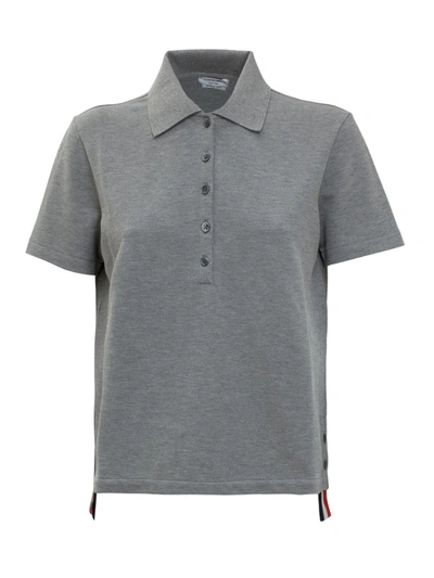Thom Browne Rwb Stripe Polo Shirt In Grey