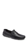 Nordstrom Brody Driving Penny Loafer In Black Leather