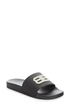 BALENCIAGA GLOW IN THE DARK BB LOGO SLIDE SANDAL,656395W1S86