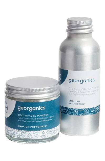 Georganics English Peppermint Toothpaste Powder & Oil Pulling Mouthwash Bundle