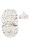 Embe Babies' Starter 2-way Long Sleeve Swaddle & Hat Set In White