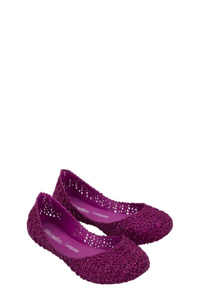 Mini Melissa Girls' Melcampape Glitter Zigzag Flats - Little Kid, Big Kid In Dark Pink