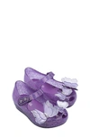 Mini Melissa Kids' Ultragirl Butterfly Mary Jane Flat In Purple Glitter/ Purple