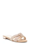 Jessica Simpson Alisen Crystal Embellished Slide Sandal In Buff Faux Leather