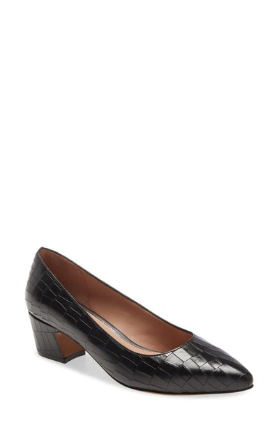 Linea Paolo Bardot Pump In Black Croco Print Leather